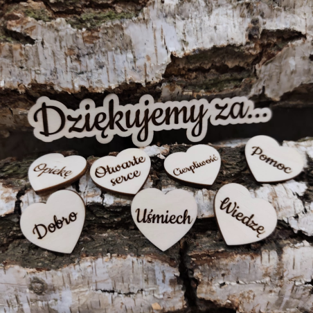 Zestaw Dziękujemy za napis + serduszka