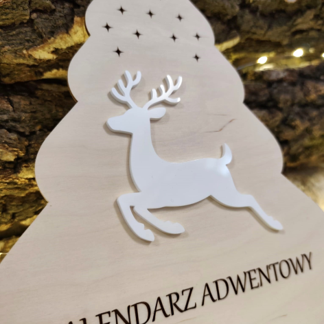 Drewniany Kalendarz adwentowy Biały jelonek - Warianty 2