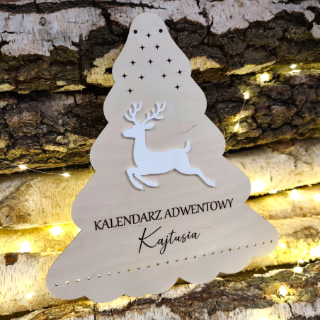 Drewniany Kalendarz adwentowy Biały jelonek - Warianty