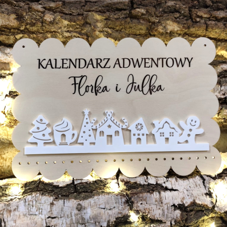 Drewniany Kalendarz adwentowy Biała zima - warianty