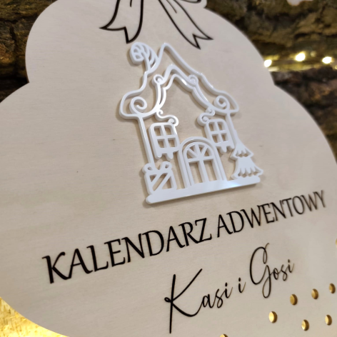 Drewniany Kalendarz adwentowy Biały domek - warianty 2