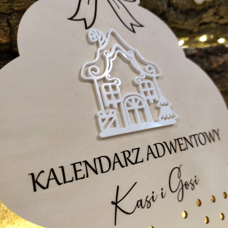 Drewniany Kalendarz adwentowy Biały domek -...
