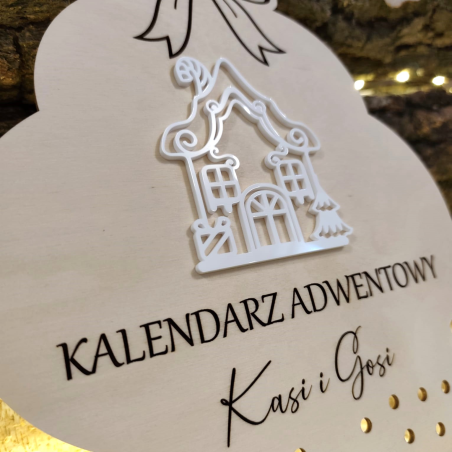 Drewniany Kalendarz adwentowy Biały domek - warianty