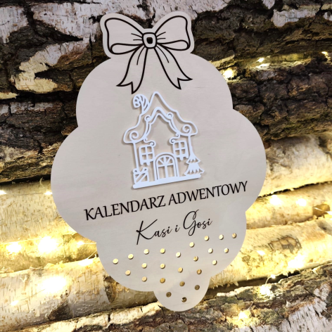 Drewniany Kalendarz adwentowy Biały domek - warianty