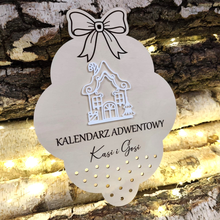Drewniany Kalendarz adwentowy Biały domek -...