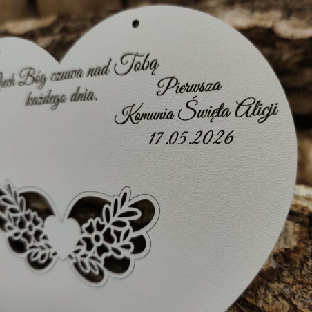 Baza Pamiątka Pierwszej Komunii Świętej 20cm Personalizacja Biała