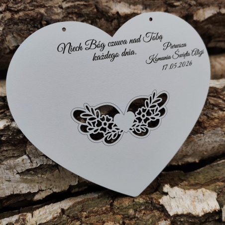 Baza Pamiątka Pierwszej Komunii Świętej 20cm Personalizacja Biała