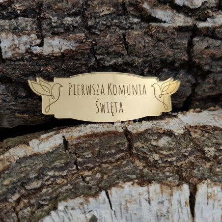 Tabliczka Pierwsza Komunia Święta M1 Złota
