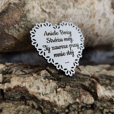 Serce z modlitwą 6 cm BIAŁE