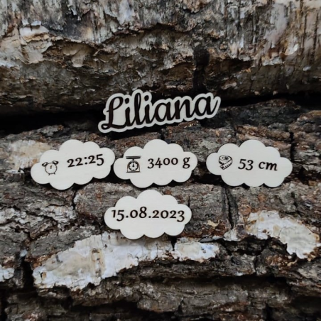 Metryczka - Imię + chmurki