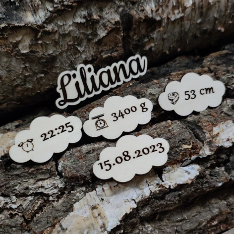 Metryczka - Imię + chmurki 2