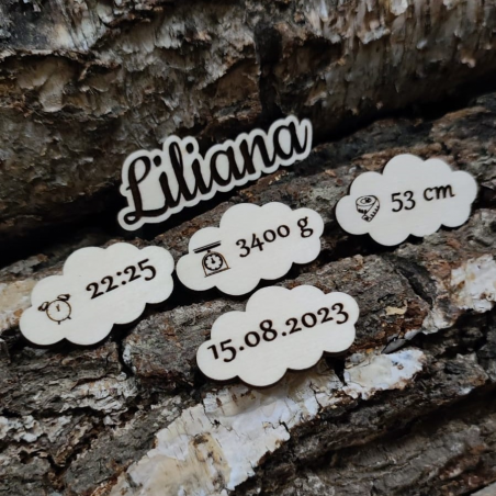 Metryczka - Imię + chmurki