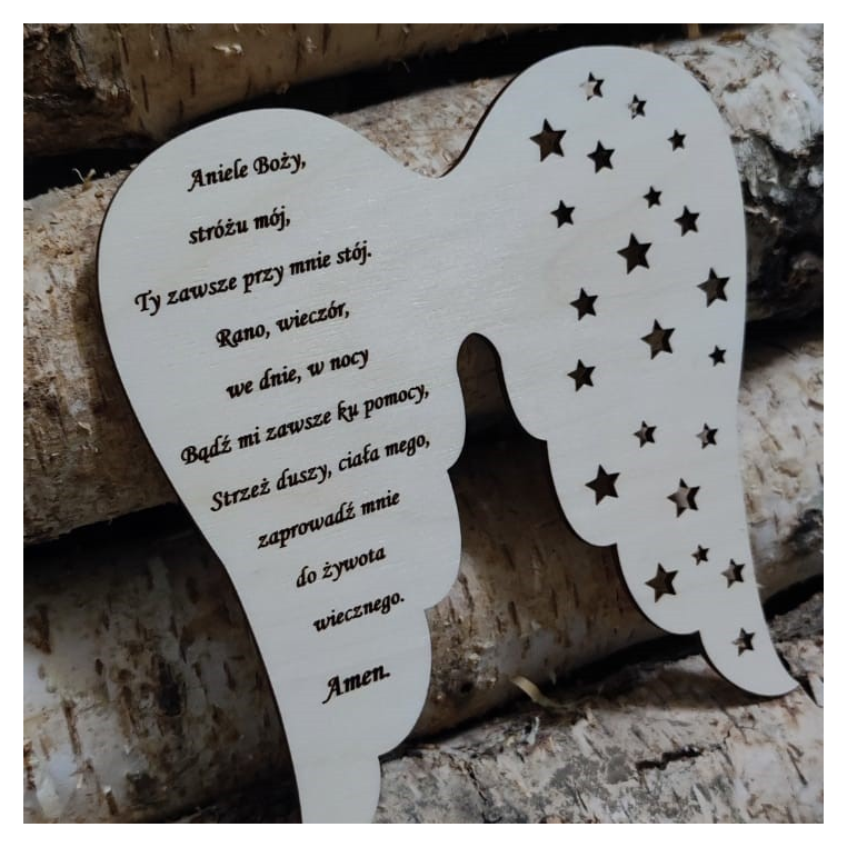 Skrzydła z modlitwą- gwiazdki