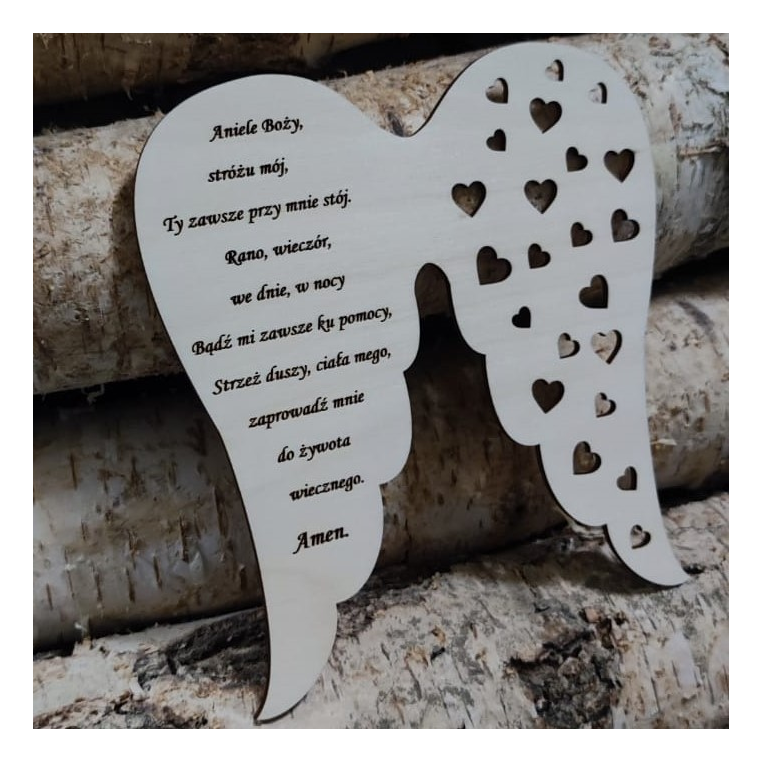 Skrzydła z modlitwą- serduszka