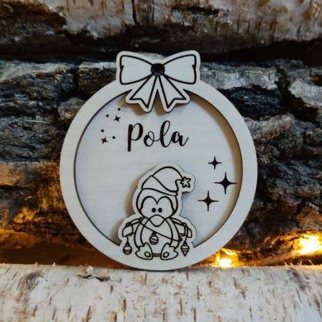 Bombka z imieniem - pingwinek