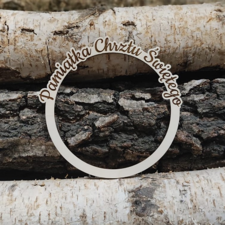 Obręcz z grawerowanym napisem- Chrzest Święty