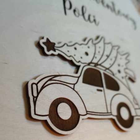 Drewniany Kalendarz adwentowy auto 3d - warianty