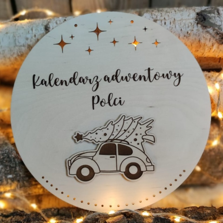 Drewniany Kalendarz adwentowy auto 3d - warianty