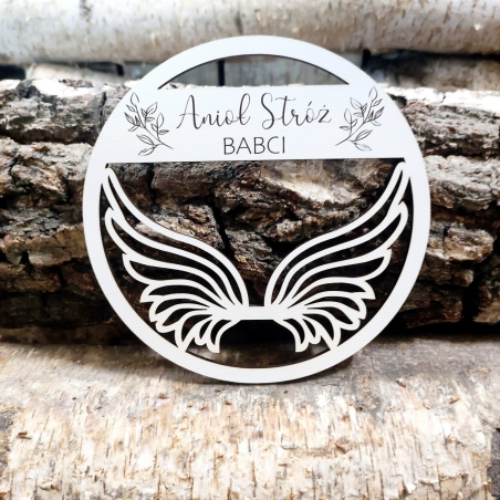 Obręcz Anioł Stróż Babci/Dziadka/Dziadków warianty BIAŁA 14 cm