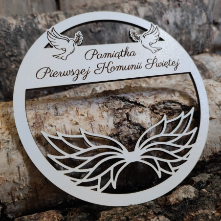 Obręcz Pamiątka I Komunii Świętej BIAŁA - możliwość personalizacji