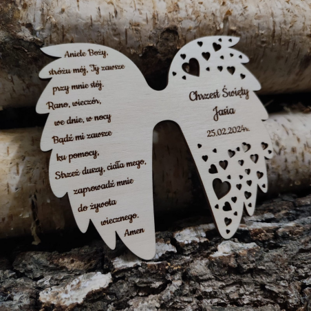 Skrzydła z modlitwą - personalizacja 13,5 cm