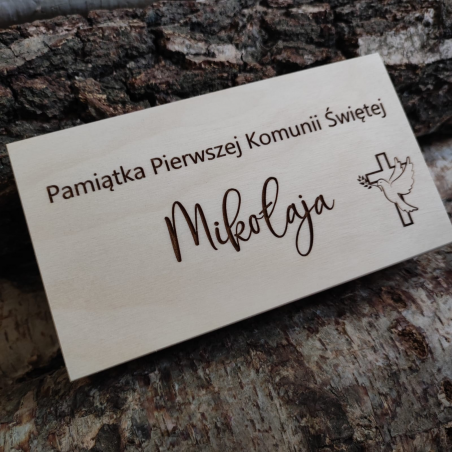 Pudełko na banknoty z życzeniami i wstążeczką  - Komunia Święta