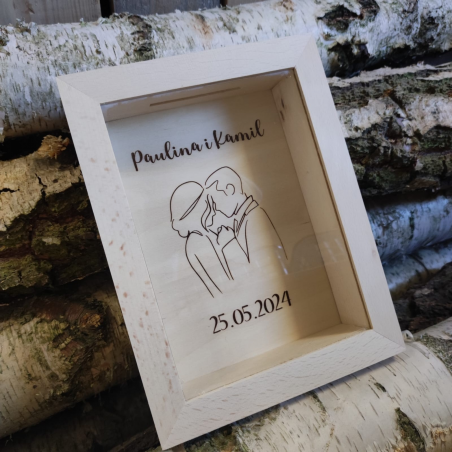 Skarbonka drewniana - Ślubna, Para Młoda