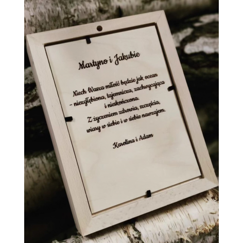 Skarbonka drewniana - Ślubna, Para Młoda - Cytat 2