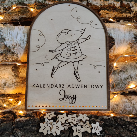 Drewniany Kalendarz adwentowy Myszka 3D - warianty