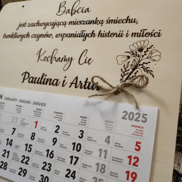 Kalendarz dla Babci / Dziadka/ Dziadków kwiaty